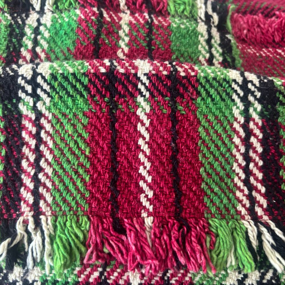 April Cornell Merry Tartan Plaid Tablecloth 48” x 44” Christmas Holiday Cotton